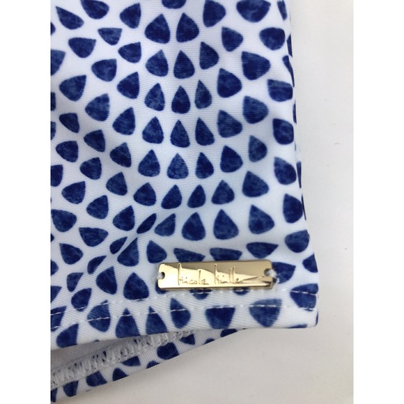 Nicole Miller One Piece Swim Suit Off Shoulders White Blue Size Large - Picture 4 of 5